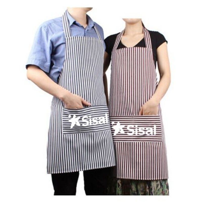 Wholesale Stripe Cooking Apron With 2 Pockets