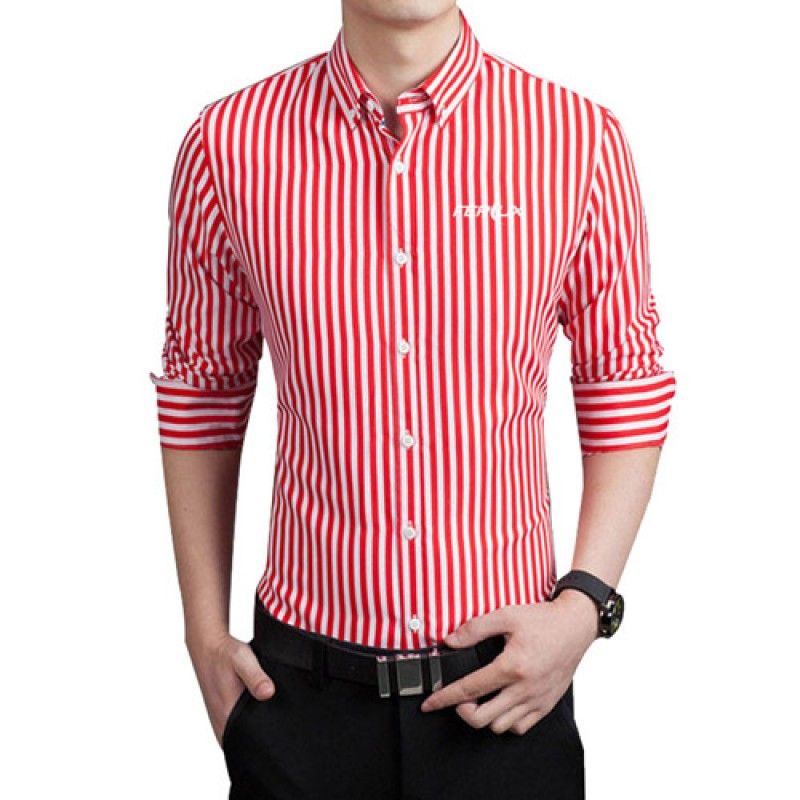 Wholesale Striped Cotton Long Sleeve Dress Shirts