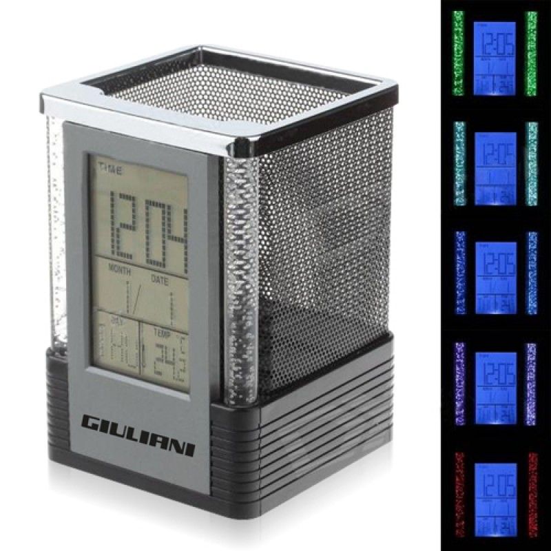 Wholesale Square Color LED Calendar Pen Holder