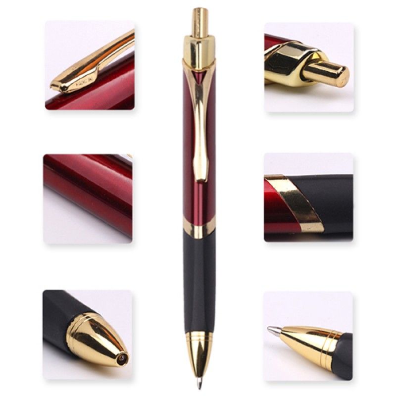 Wholesale Push Action Metal Pen With Rubber Grip