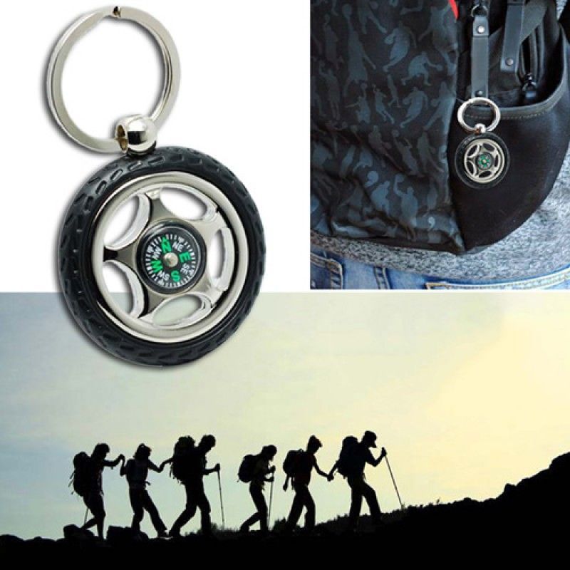 Wholesale Creative Alloy Wheel Tyre Compass Keychain