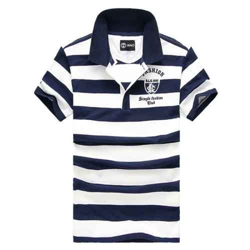 Wholesale Stripe Lapel Short-Sleeved Polo Shirt