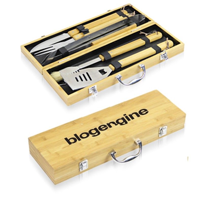 Wholesale 5 Piece Bbq Set In Bamboo Box