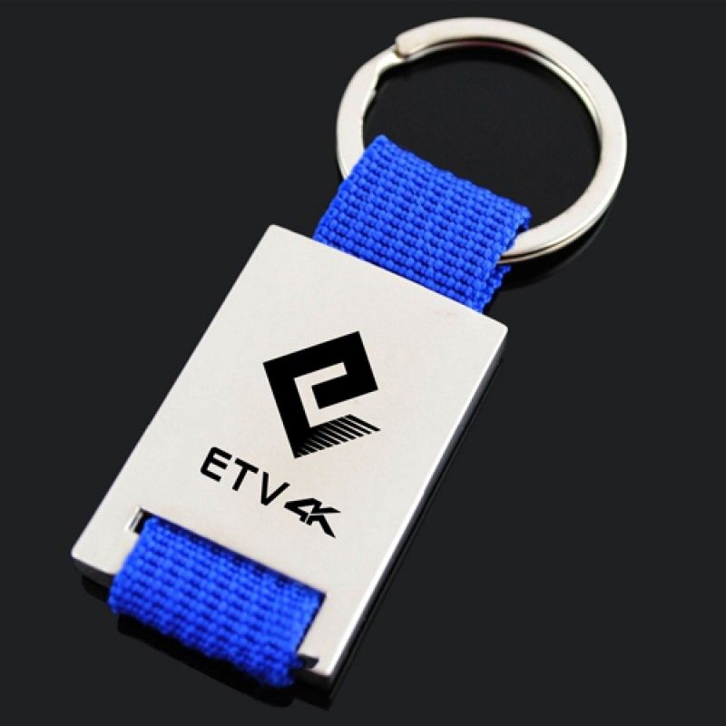 Wholesale Custom Woven Fabric Metal Keychain