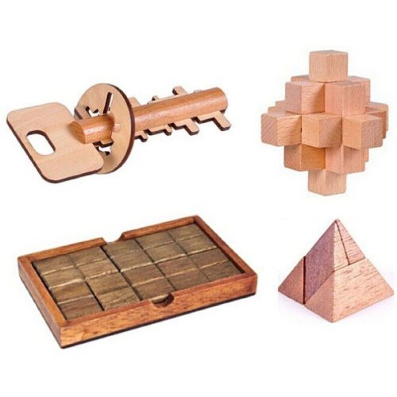 Wholesale Mind Brain Logic 4 Pieces Wooden IQ Puzzle