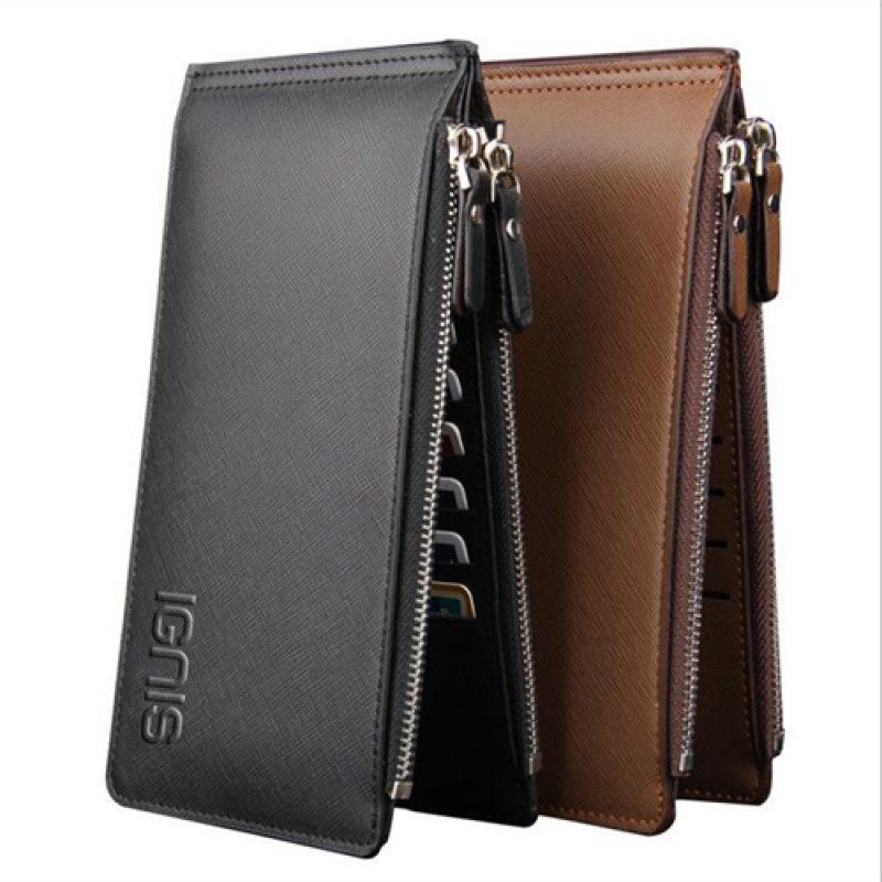 Wholesale Ultra-Thin Double Zipper Men Wallet