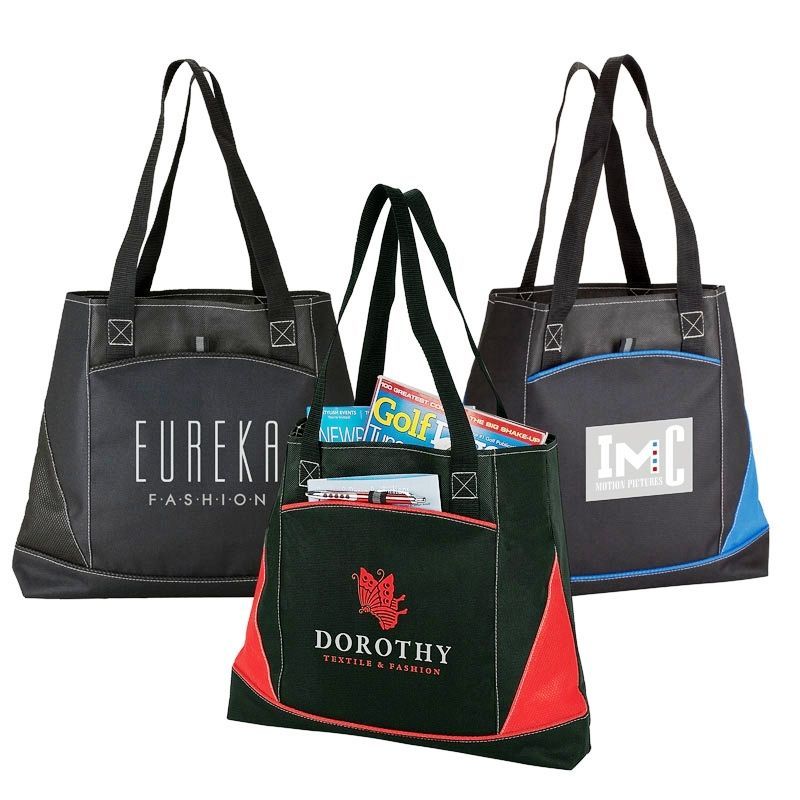 Pocket Front Accent Tote Bag