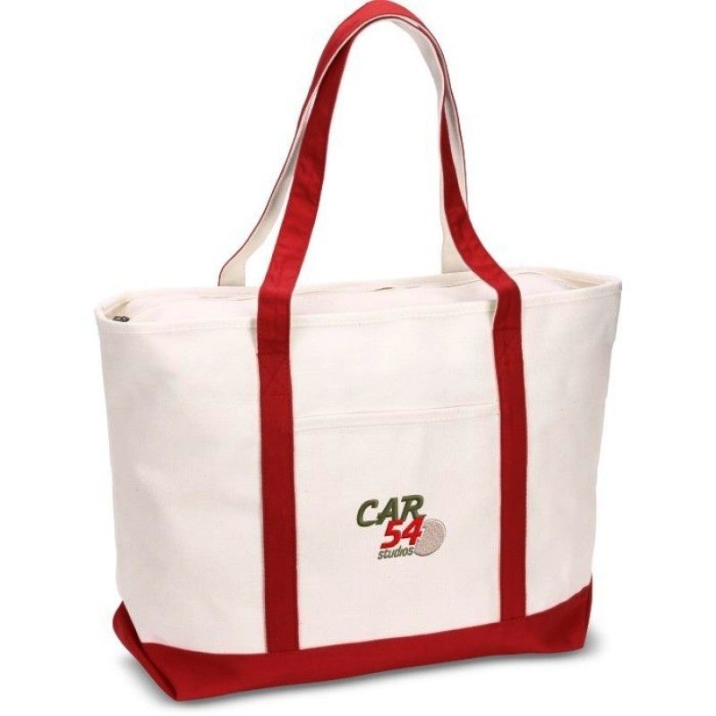 Large Heavyweight Cotton Canvas Boat Tote - Embroidered