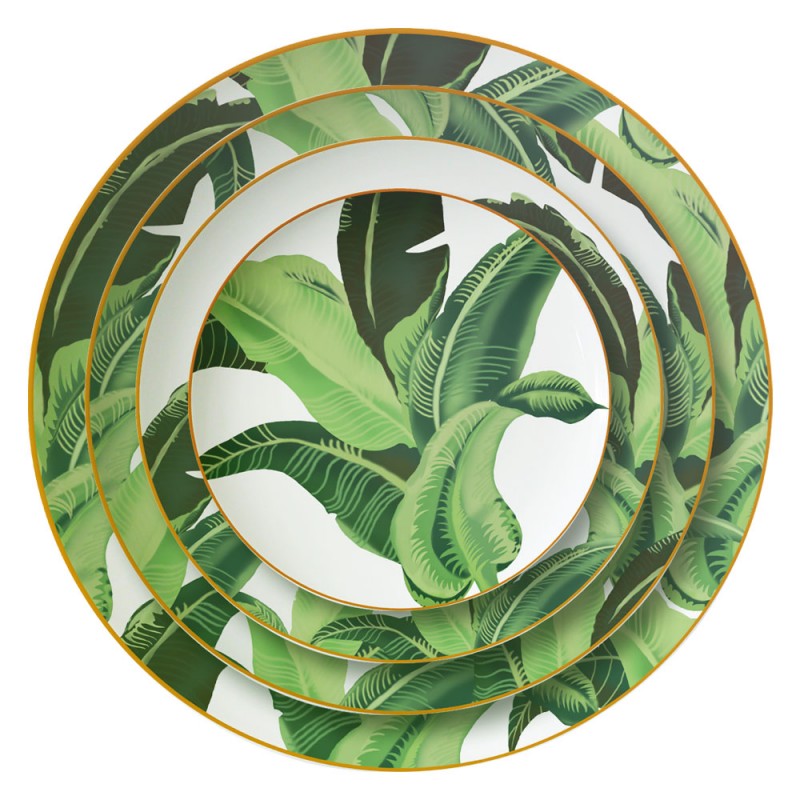 JC banana leaf  dinnerware sets porcelain dishes ceramic dinner set 