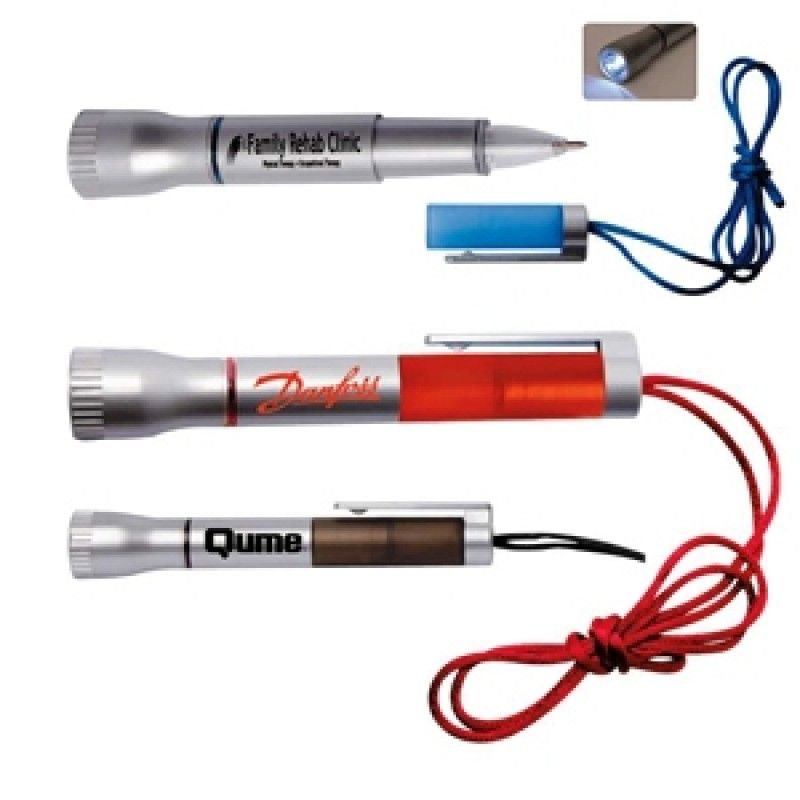 3 In 1 LED Flashlight Glow Stick/ Light Up Pen W/ Lanyard (Overseas)