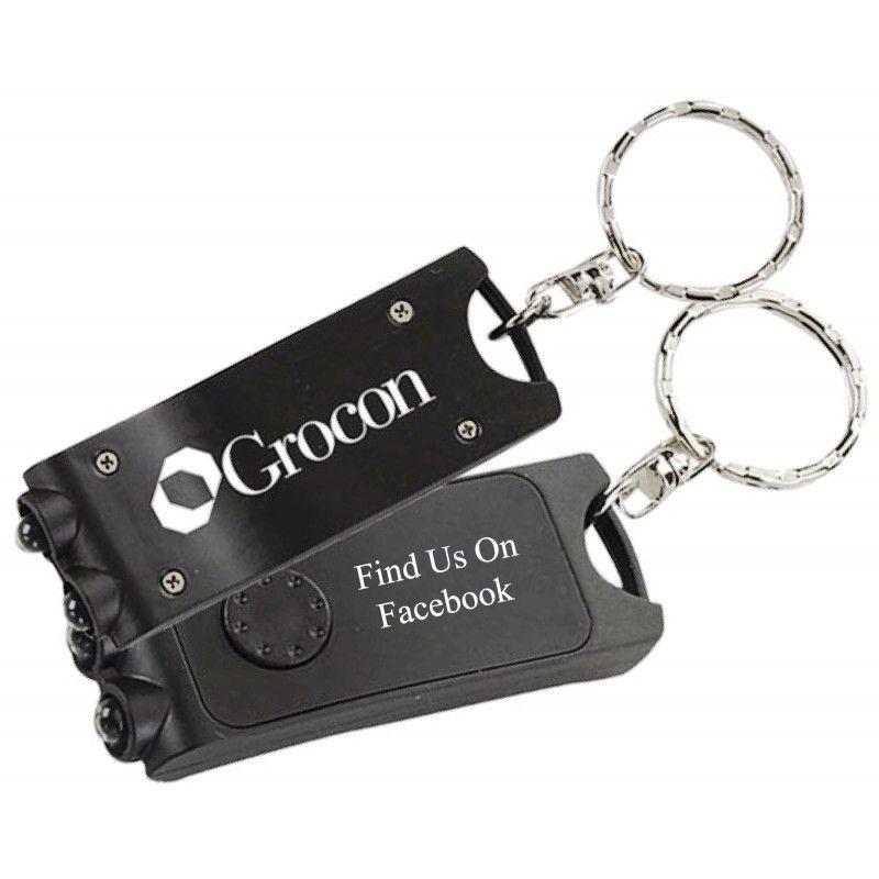 Black Rectangular Key Ring Flashlight