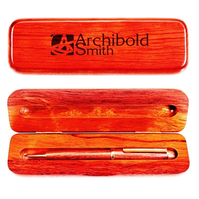 Solid Rose Wood Box & Pen Set
