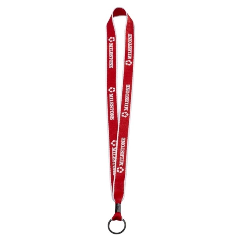 Promotional 3/4" Two-tone Polyester Lanyard With Metal Crimp And Metal Split Ring