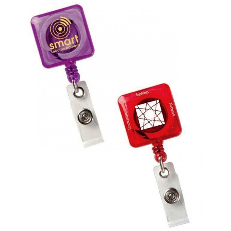 Promotional Square Secure-a-badge Retractable Badge Reel