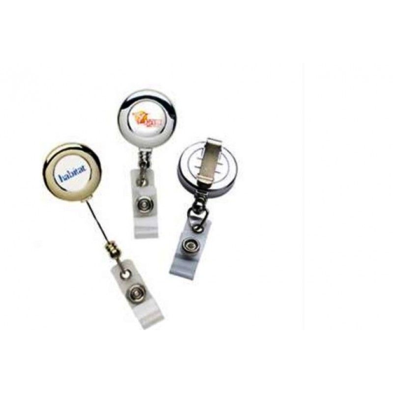 Promotional Metallic Finish Round Badgeholder, Slide Clip