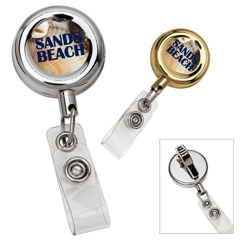 Promotional Round Metal Retractable Badge Holder