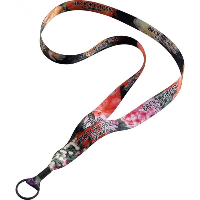 Promotional 3/4" Dye Sublimated Lanyard W/Metal Crimp & Metal Split Ring