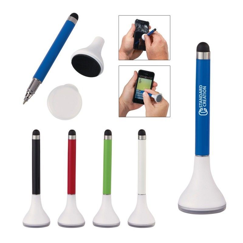 Promotional Stylus Pen Stand W/ Screen Cleaner