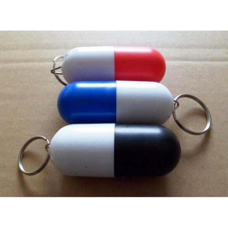 Promotional Plastic Pill Shaped Box with Keychain