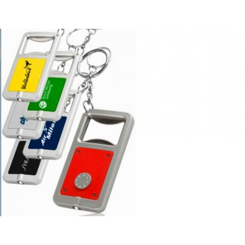 Promotional Square Bottle Opener - LED Light Keychains