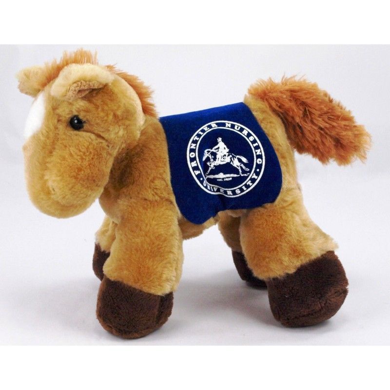 Promotional 8" Prancer Tan Horse W/Accessory And Imprint