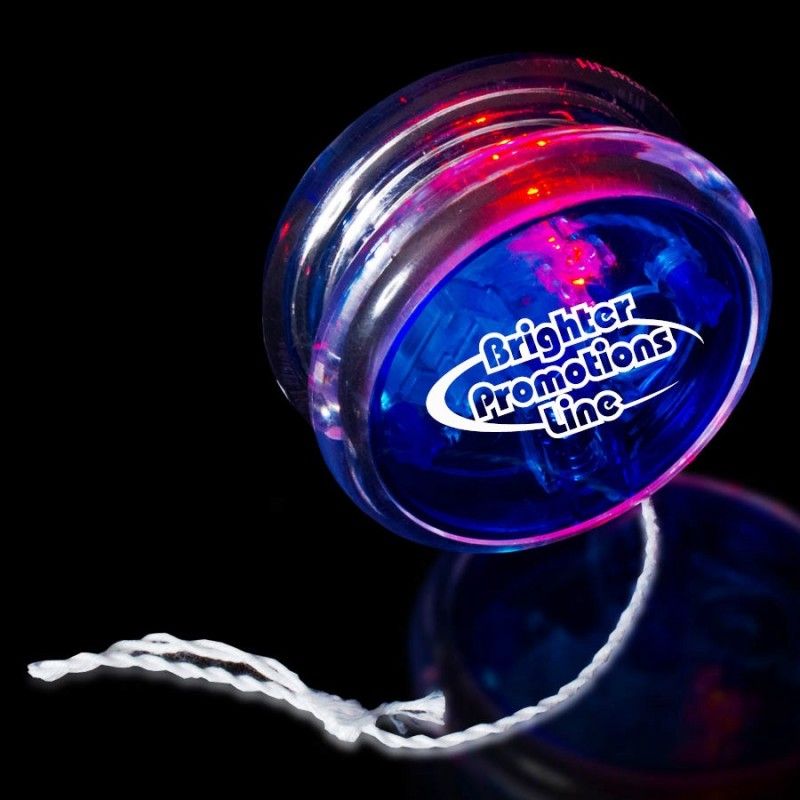 Promotional 2" Light-up Blue/Clear Yo-yo With Red LED