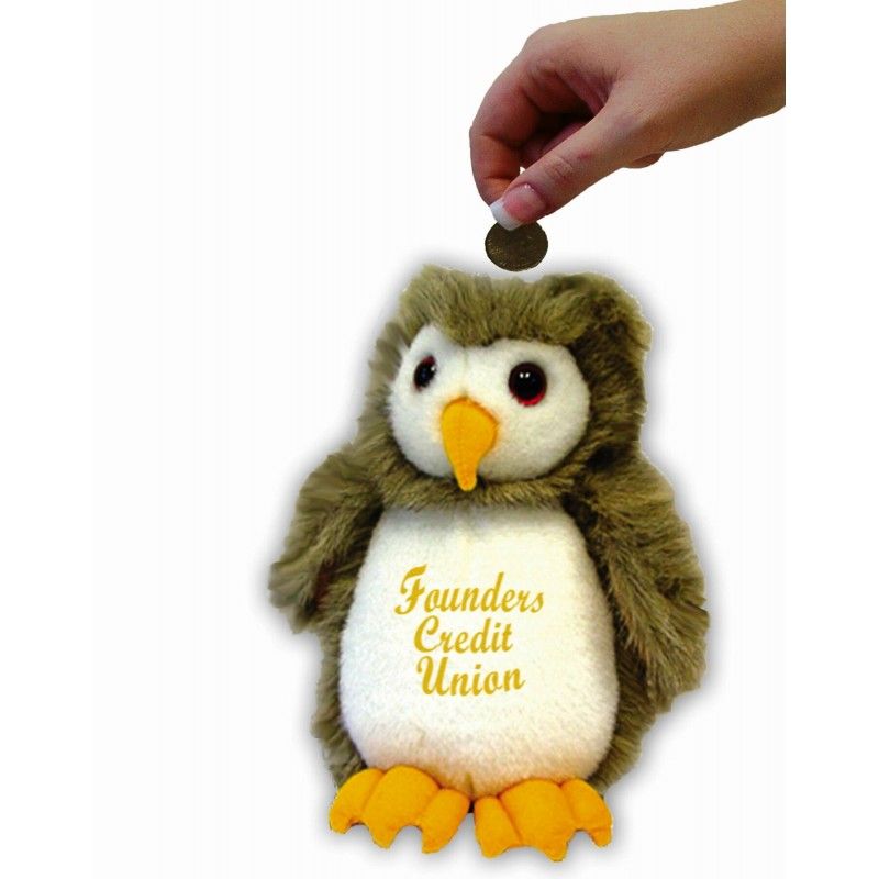 Promotional Custom Plush Owl Coin Bank