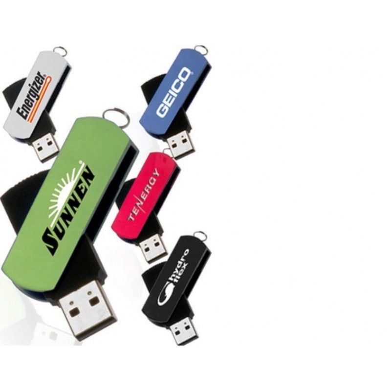 Promotional 2GB/4GB/8GB Metallic Swivel Custom USB Flash Drives